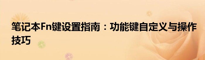 笔记本Fn键设置指南：功能键自定义与操作技巧