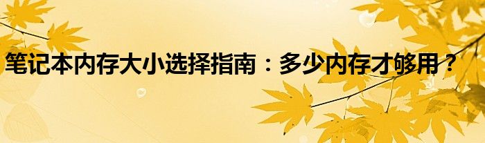 笔记本内存大小选择指南：多少内存才够用？