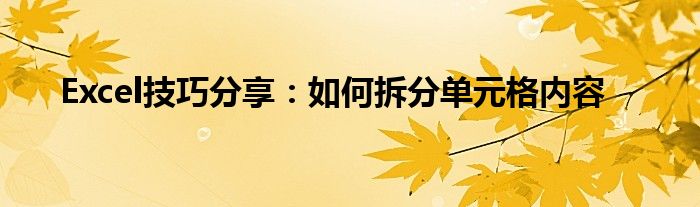 Excel技巧分享：如何拆分单元格内容