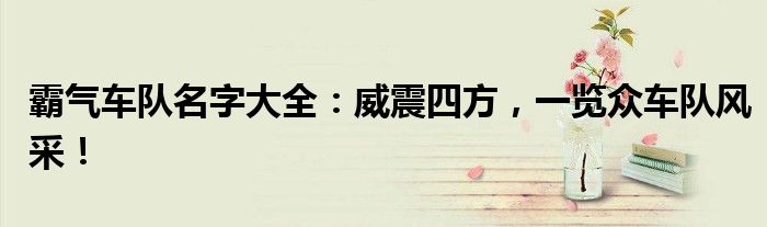 霸气车队名字大全：威震四方，一览众车队风采！