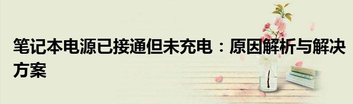 笔记本电源已接通但未充电：原因解析与解决方案