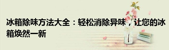 冰箱除味方法大全：轻松消除异味，让您的冰箱焕然一新
