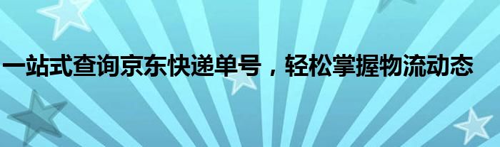 一站式查询京东快递单号，轻松掌握物流动态