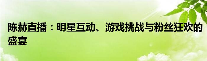 陈赫直播：明星互动、游戏挑战与粉丝狂欢的盛宴