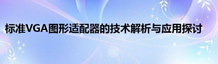 标准VGA图形适配器的技术解析与应用探讨