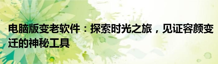 电脑版变老软件：探索时光之旅，见证容颜变迁的神秘工具