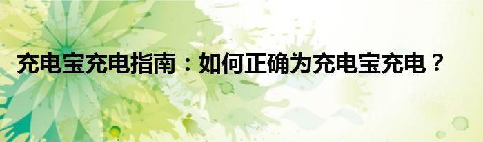 充电宝充电指南：如何正确为充电宝充电？