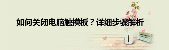 如何关闭电脑触摸板？详细步骤解析