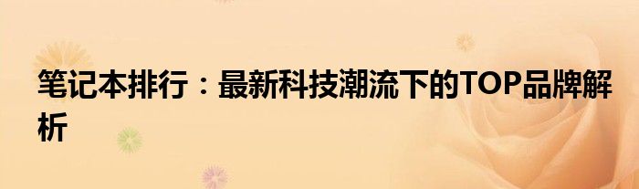 笔记本排行：最新科技潮流下的TOP品牌解析