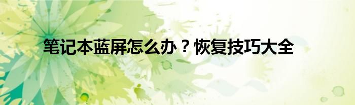 笔记本蓝屏怎么办？恢复技巧大全