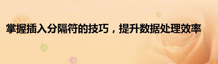 掌握插入分隔符的技巧，提升数据处理效率