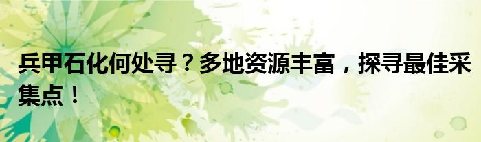 兵甲石化何处寻？多地资源丰富，探寻最佳采集点！