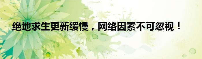绝地求生更新缓慢，网络因素不可忽视！