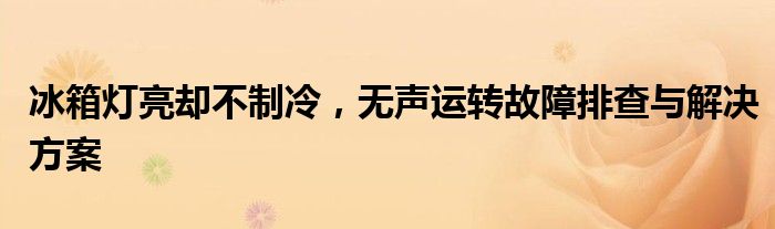 冰箱灯亮却不制冷，无声运转故障排查与解决方案