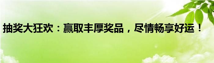 抽奖大狂欢：赢取丰厚奖品，尽情畅享好运！