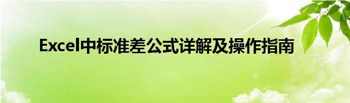 Excel中标准差公式详解及操作指南