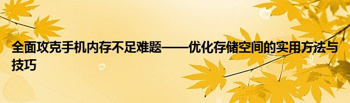 全面攻克手机内存不足难题——优化存储空间的实用方法与技巧