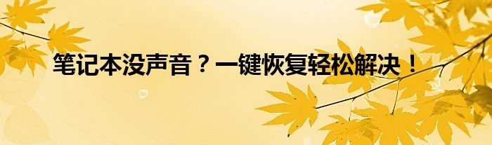 笔记本没声音？一键恢复轻松解决！