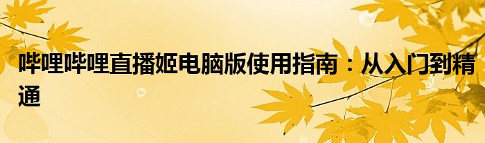 哔哩哔哩直播姬电脑版使用指南：从入门到精通