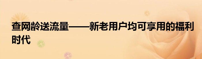 查网龄送流量——新老用户均可享用的福利时代
