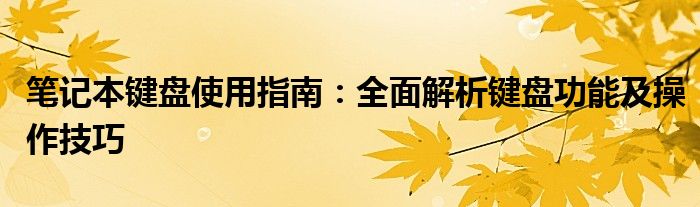 笔记本键盘使用指南：全面解析键盘功能及操作技巧