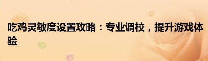 吃鸡灵敏度设置攻略：专业调校，提升游戏体验