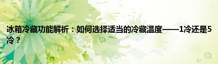 冰箱冷藏功能解析：如何选择适当的冷藏温度——1冷还是5冷？