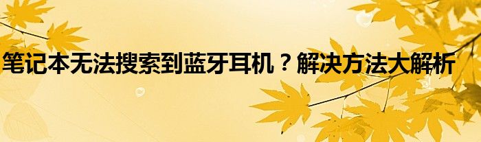 笔记本无法搜索到蓝牙耳机？解决方法大解析