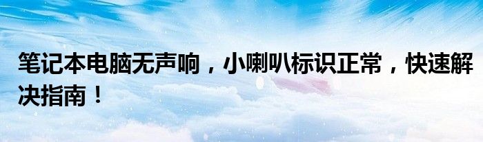 笔记本电脑无声响，小喇叭标识正常，快速解决指南！
