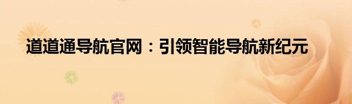 道道通导航官网：引领智能导航新纪元