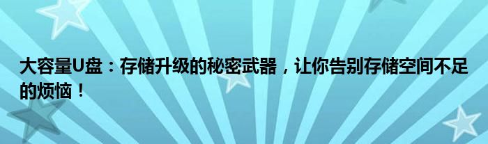 大容量U盘：存储升级的秘密武器，让你告别存储空间不足的烦恼！