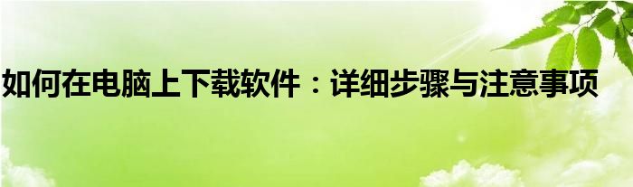 如何在电脑上下载软件：详细步骤与注意事项