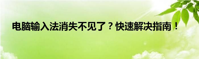 电脑输入法消失不见了？快速解决指南！