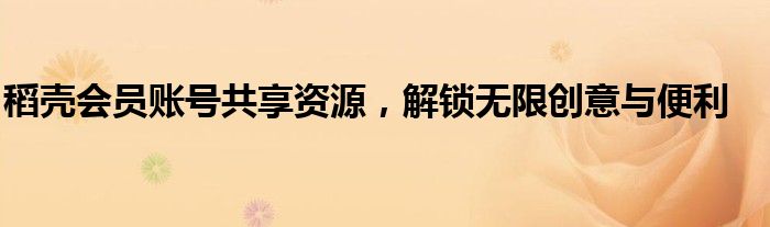 稻壳会员账号共享资源，解锁无限创意与便利