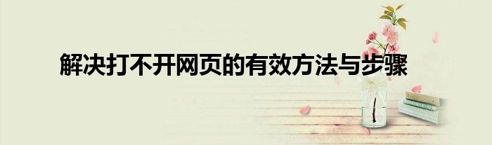 解决打不开网页的有效方法与步骤