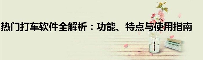 热门打车软件全解析：功能、特点与使用指南