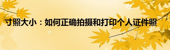 寸照大小：如何正确拍摄和打印个人证件照