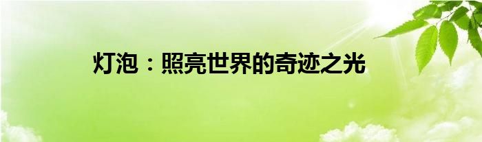 灯泡：照亮世界的奇迹之光