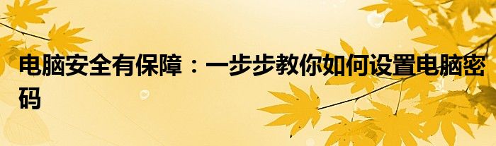 电脑安全有保障：一步步教你如何设置电脑密码