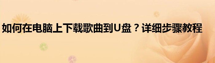 如何在电脑上下载歌曲到U盘？详细步骤教程
