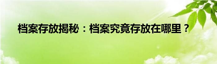 档案存放揭秘：档案究竟存放在哪里？