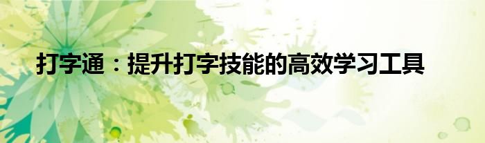 打字通：提升打字技能的高效学习工具