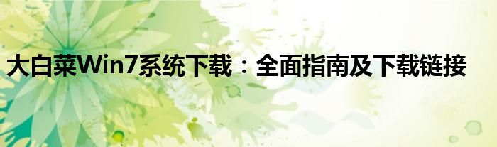 大白菜Win7系统下载：全面指南及下载链接