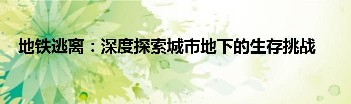 地铁逃离：深度探索城市地下的生存挑战