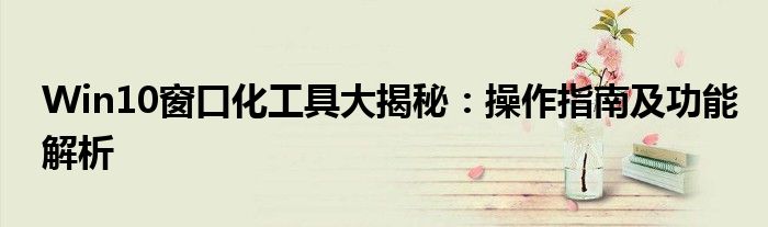 Win10窗口化工具大揭秘：操作指南及功能解析