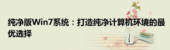 纯净版Win7系统：打造纯净计算机环境的最优选择