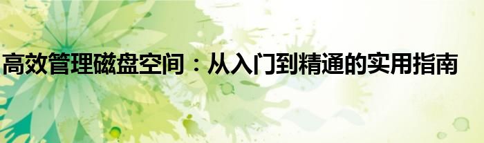 高效管理磁盘空间：从入门到精通的实用指南