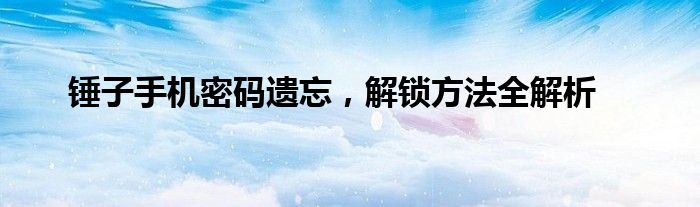 锤子手机密码遗忘，解锁方法全解析