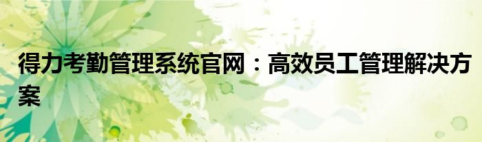 得力考勤管理系统官网：高效员工管理解决方案