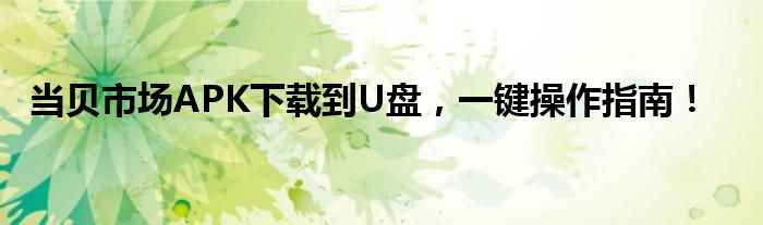 当贝市场APK下载到U盘，一键操作指南！
